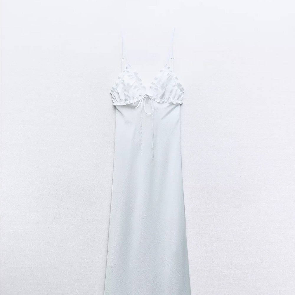 Zara Satin Ruffled Midi Dress